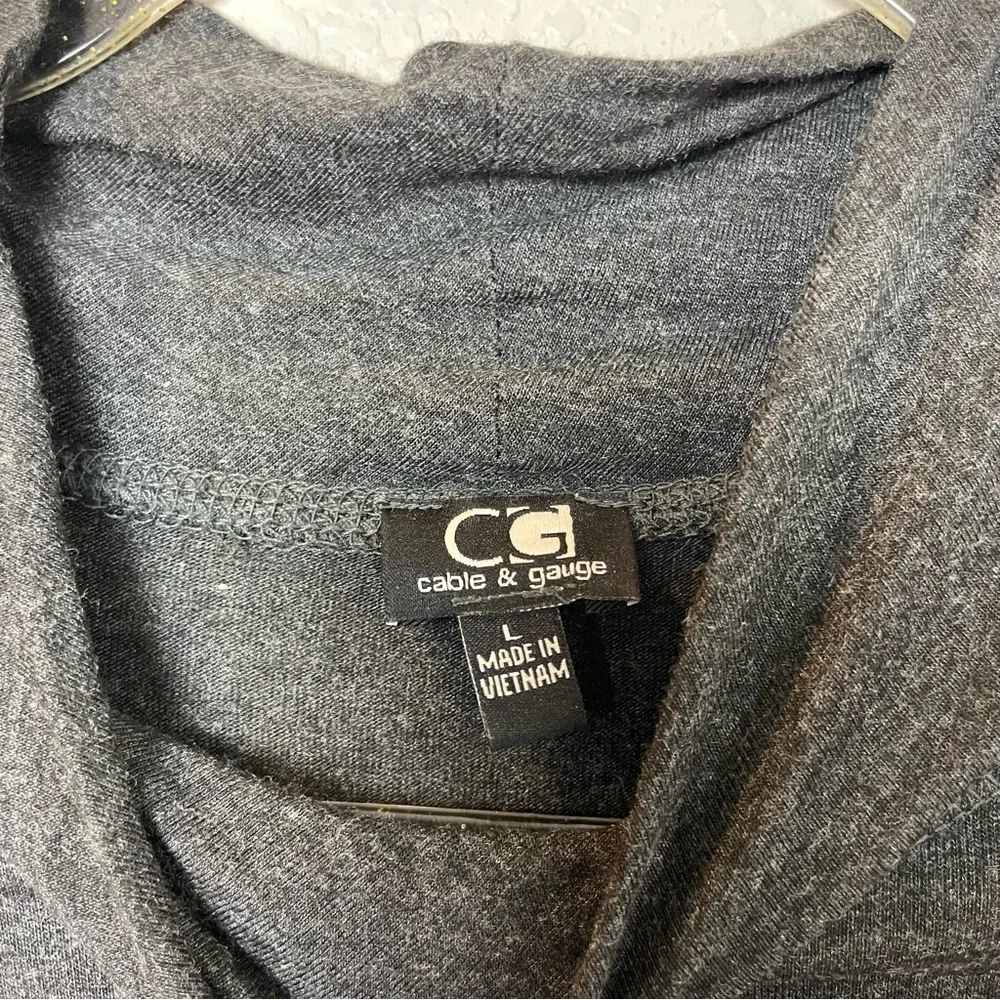 Cable & Gauge Dark Gray Long Sleeve Women's Mock-neck Tunic Size L